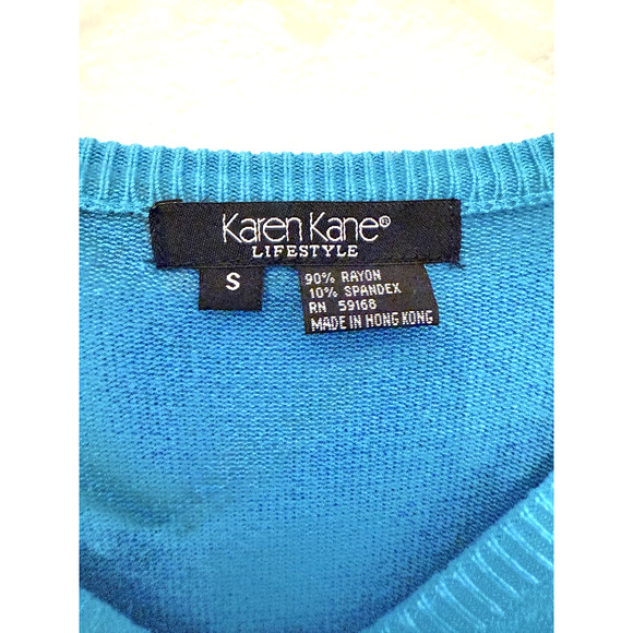 Karen Kane Sweater Set Womens Small Teal Twinset V Neck Pullover + Tank Silk - Picture 5 of 8